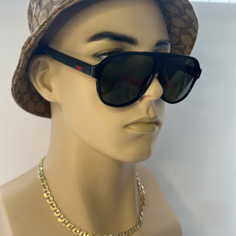 Gucci Green Pilot Men's Sunglasses GG0009S 001 59